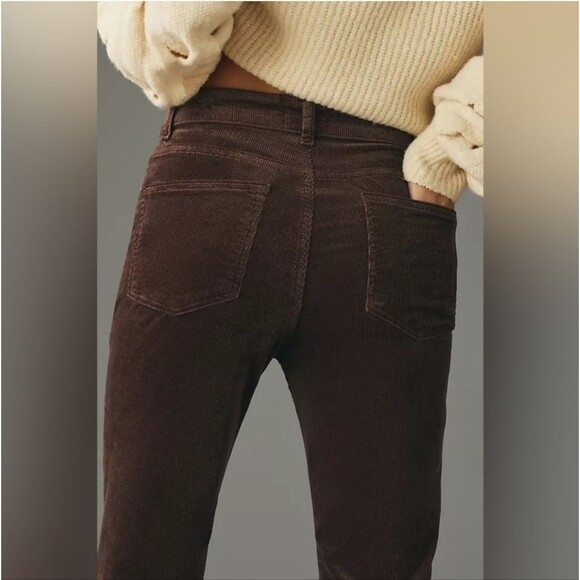 Pilcro Anthropologie The Yaya mink brown mid rise corduroy crop flare pants jean - Picture 3 of 13